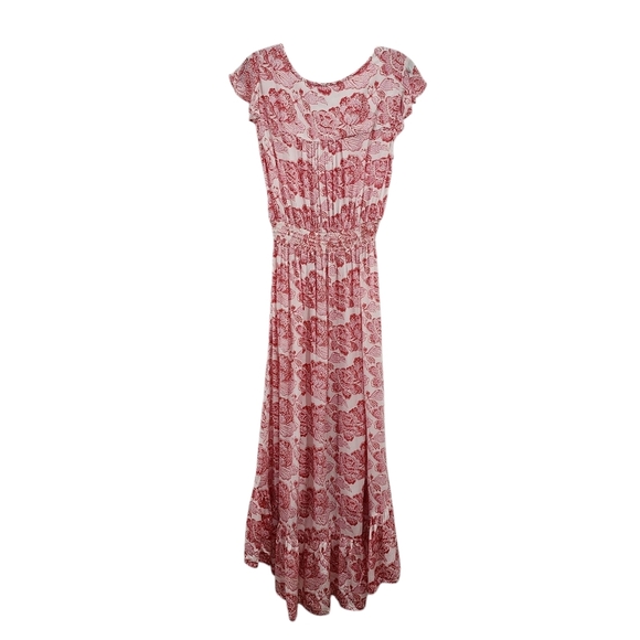 Alamwar Women's 100% Viscose Paisley Button Front Ruffle Hi-Low Midi Dress - S - Picture 5 of 9